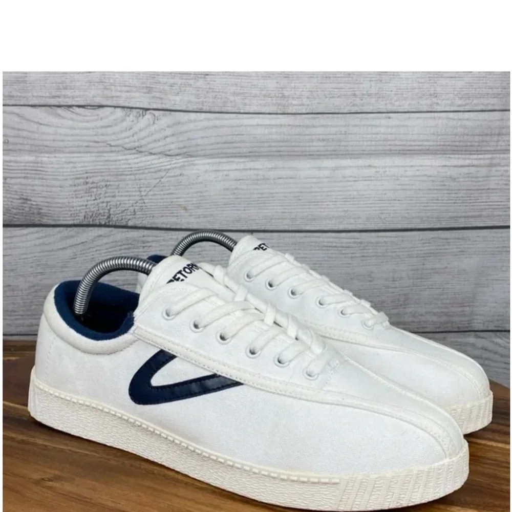 Tretorn White Sneakers with Navy Detail - Picture 3 of 10